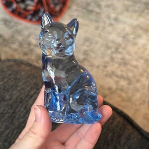 Blue Glass Cat Figurine